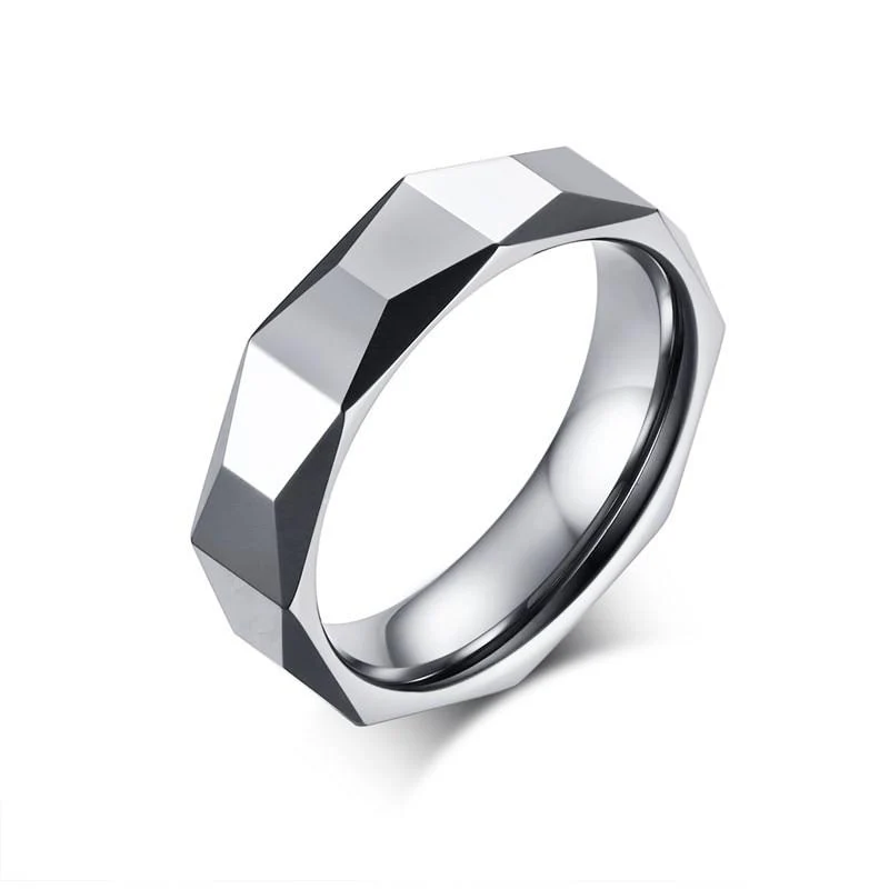 Sustainable Rhombic Silver-Tone Tungsten Carbide Ring Responsible