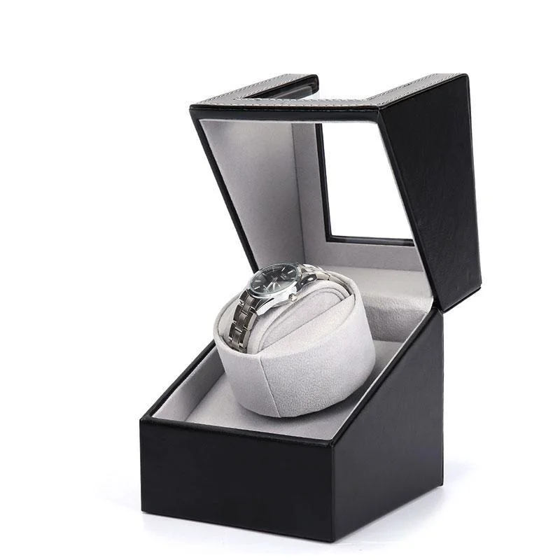 Convenient Hans Black Leather Mechanical Watch Winder Fine Crafted