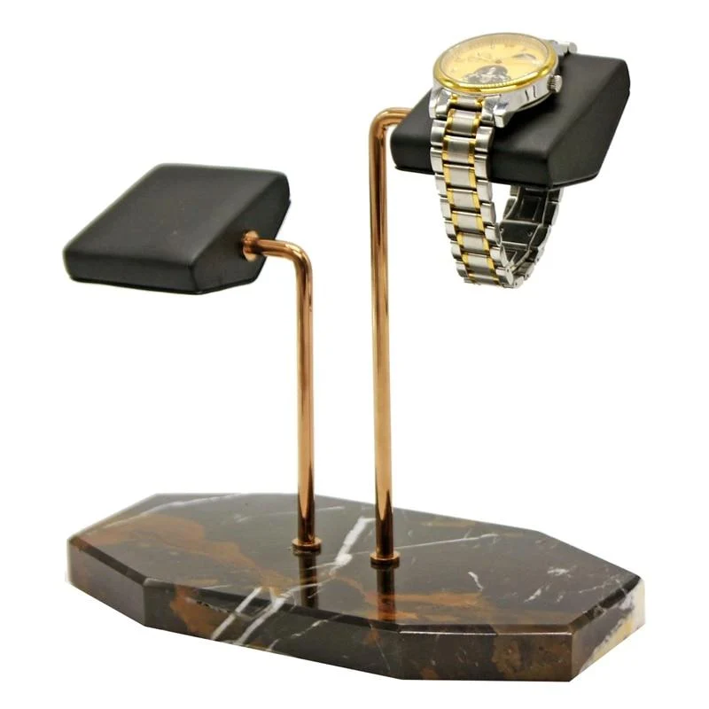 High-Grade Nikolas Dark Marble Double Watch Display Stand Holder World-Class