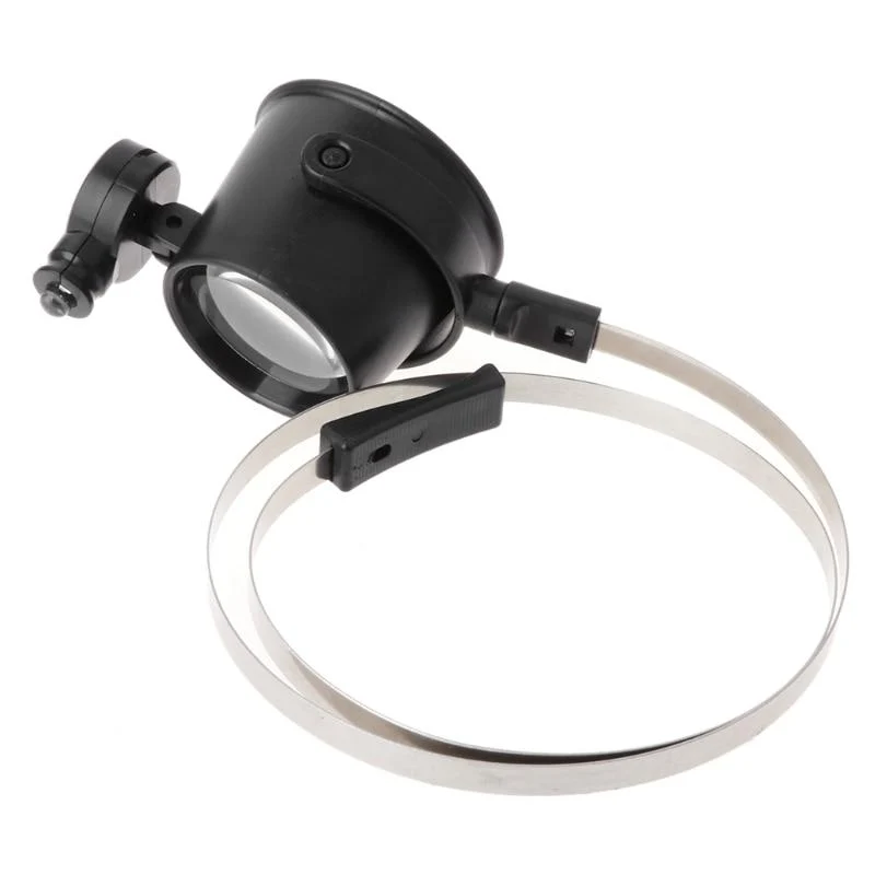 Comfortable 10x Watchmaker Loupe With Head Spring And LED Light Responsible