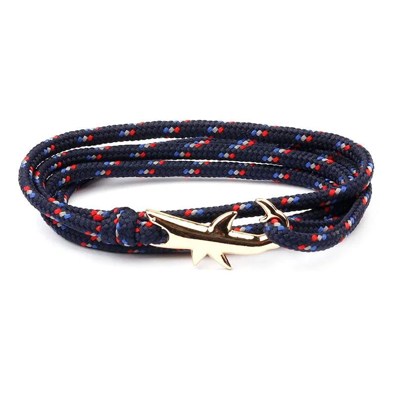Organic Golden Shark Nautical Rope Bracelet Sustainable