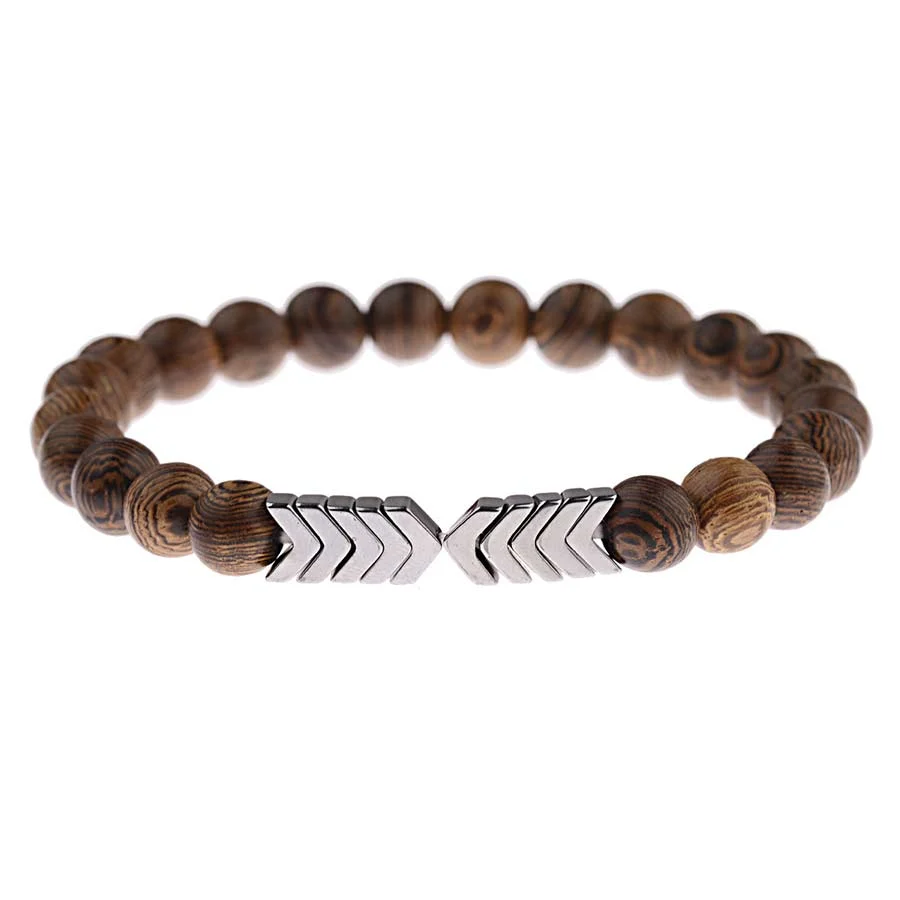 Fine Steel Arrow Natural Beads Bracelet
