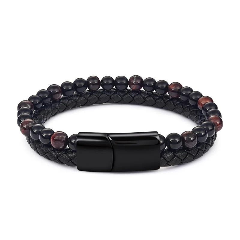 Professional Jose Natural Stone Leather Beaded Bracelet Fashionable