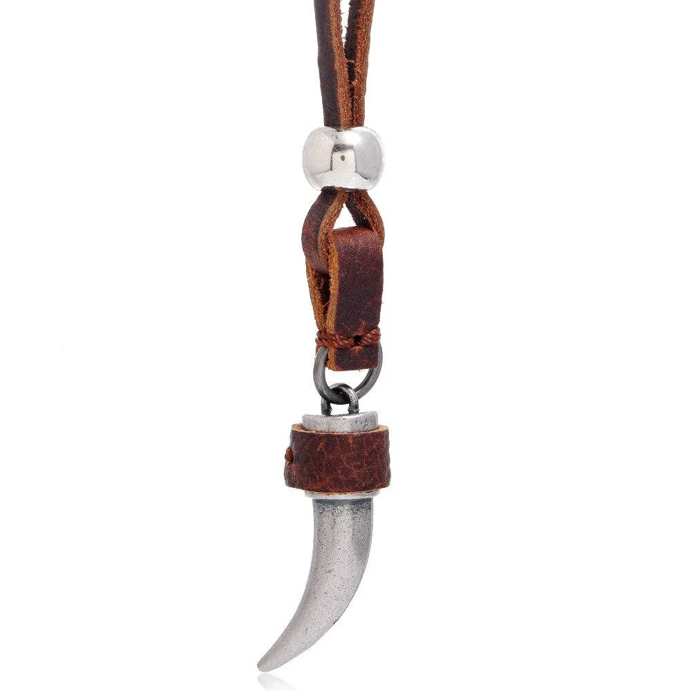 First-Class Wolf Tooth Cowhide Leather Pendant Necklace Refined