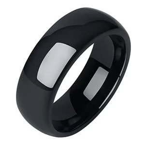 Verified Anillo de cerámica pulida lisa negra Safe