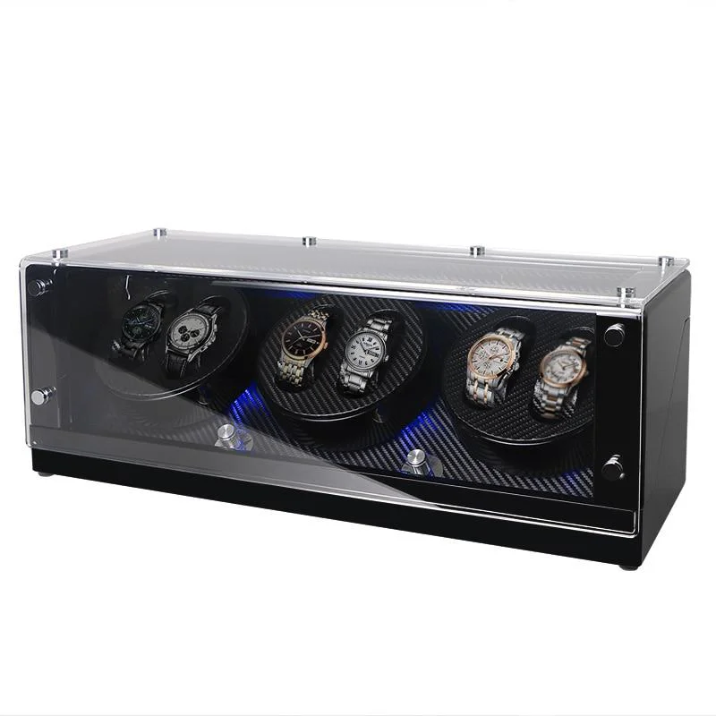 Long-Lasting Walter Caja de fibra de carbono con 6 ranuras para relojes World-Class