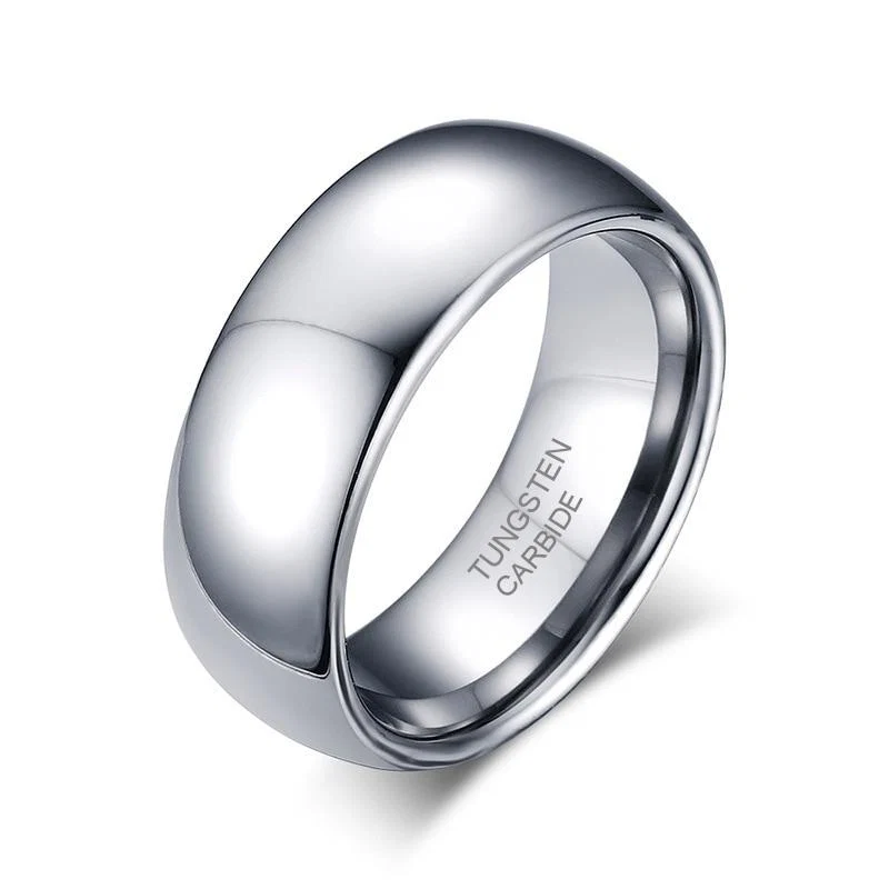 Carefully Designed Anillo de carburo de tungsteno pulido en tono plateado Clean