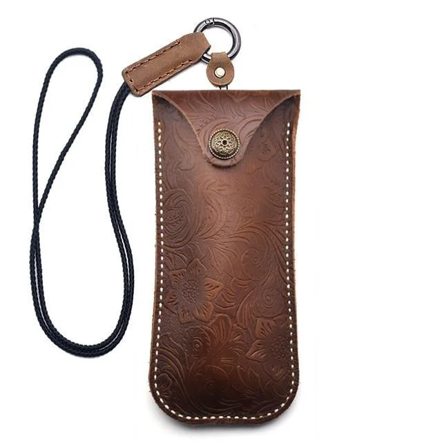 Optimized Funda colgante portátil de cuero para gafas Relaxed