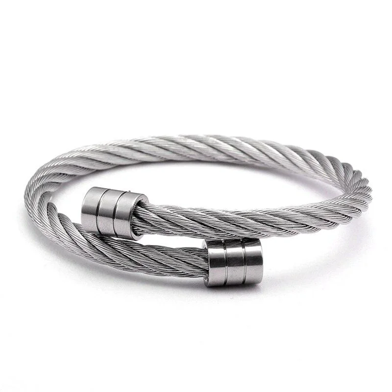 Comfortable Mats Pulsera brazalete minimalista de cuerda metálica Trusted