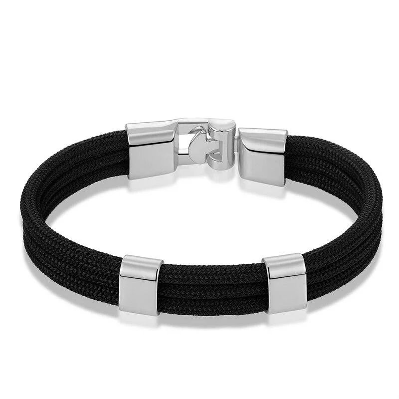 Next-Generation Gianluigi Pulsera de cuerda náutica con hebilla plateada Minimalist