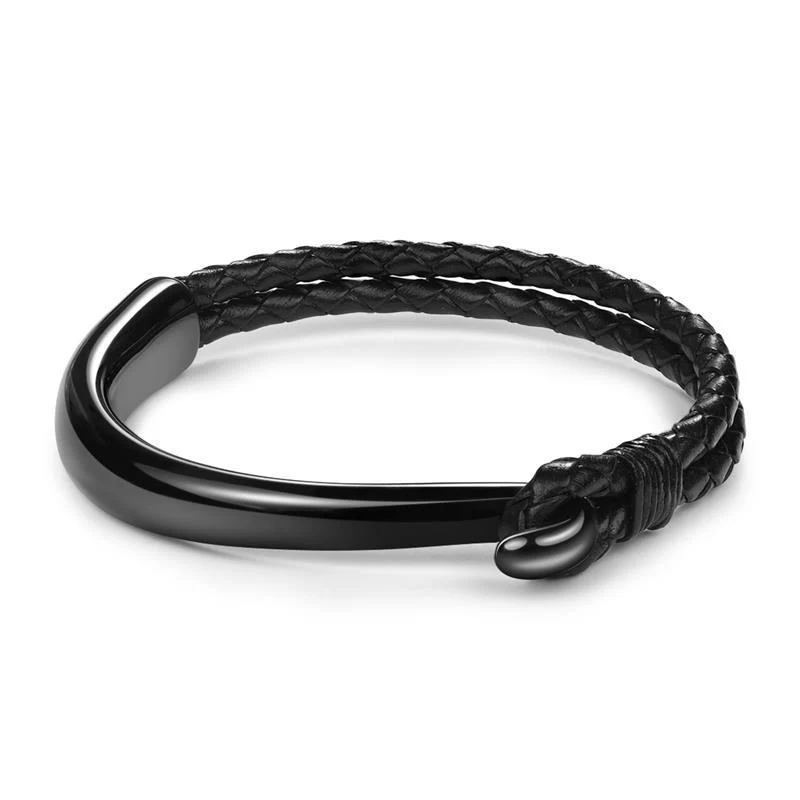 Trendy Dolfo Gancho de metal Pulsera de cuero trenzado Practical
