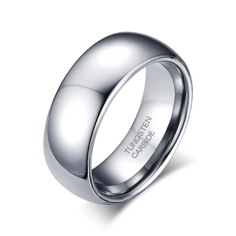 Professional Anillo de carburo de tungsteno pulido en tono plateado Exceptional