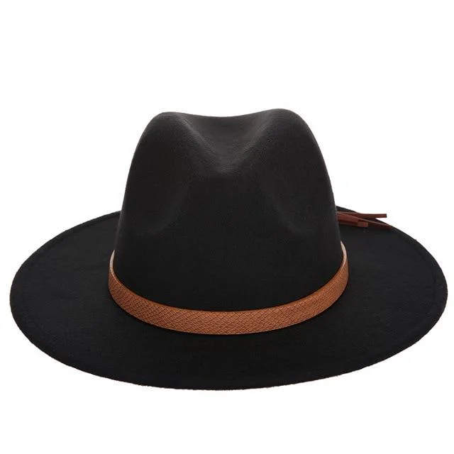 Exclusive Valencia Sombrero Fedora con cinta de cuero Relaxed
