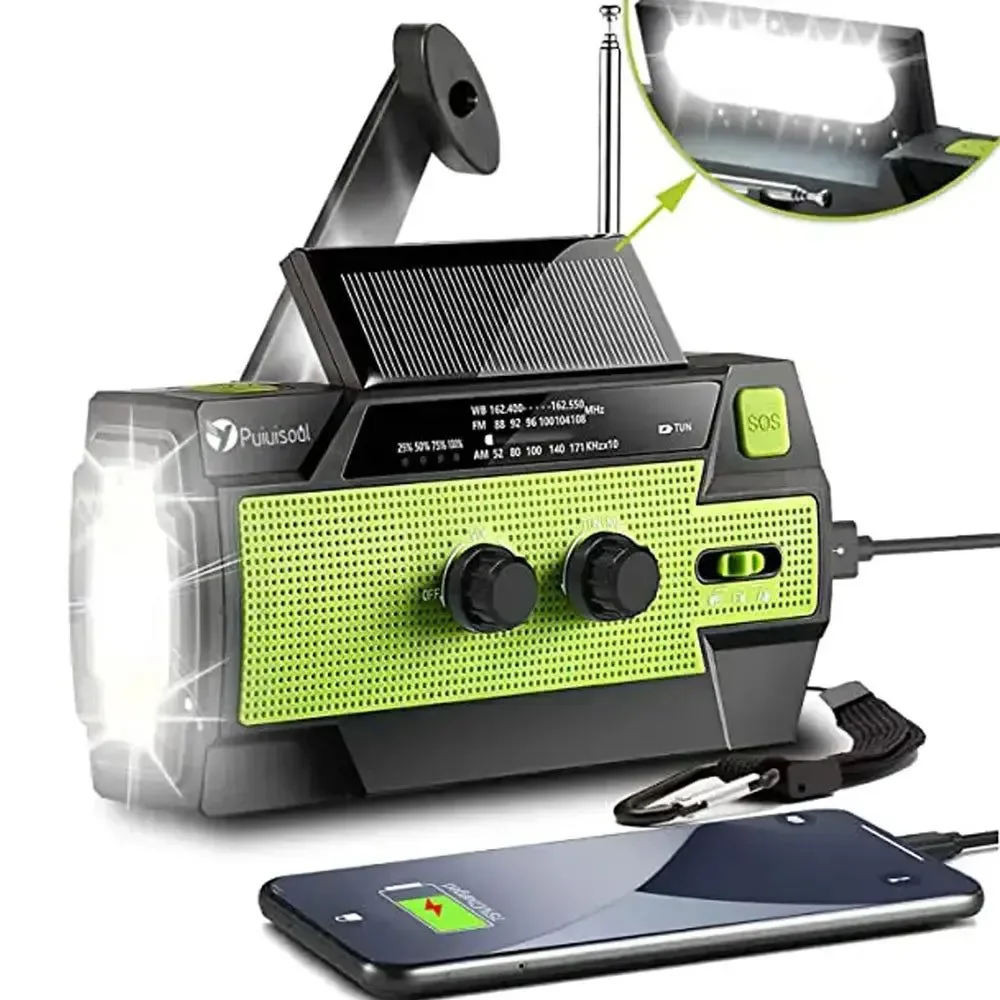 Reliable Disaster Prevention Emergency Radio with Solar Hand Crank Rechargeable LED Flashlight and Reading Light High-Quality