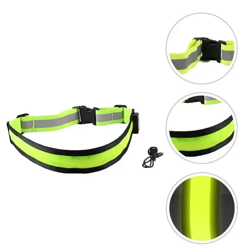 Certified LED Reflective Safety Belt – Adjustable Rechargeable Reflective Belt for Night Running Walking and Biking Green High-Grade