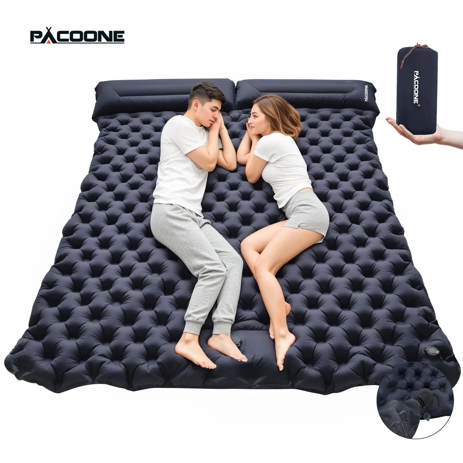 Premium Foldable Camping Inflatable Mattress – Ultra-Wide Thick Warm Sleeping Pad for Outdoor Indoor Use Durable