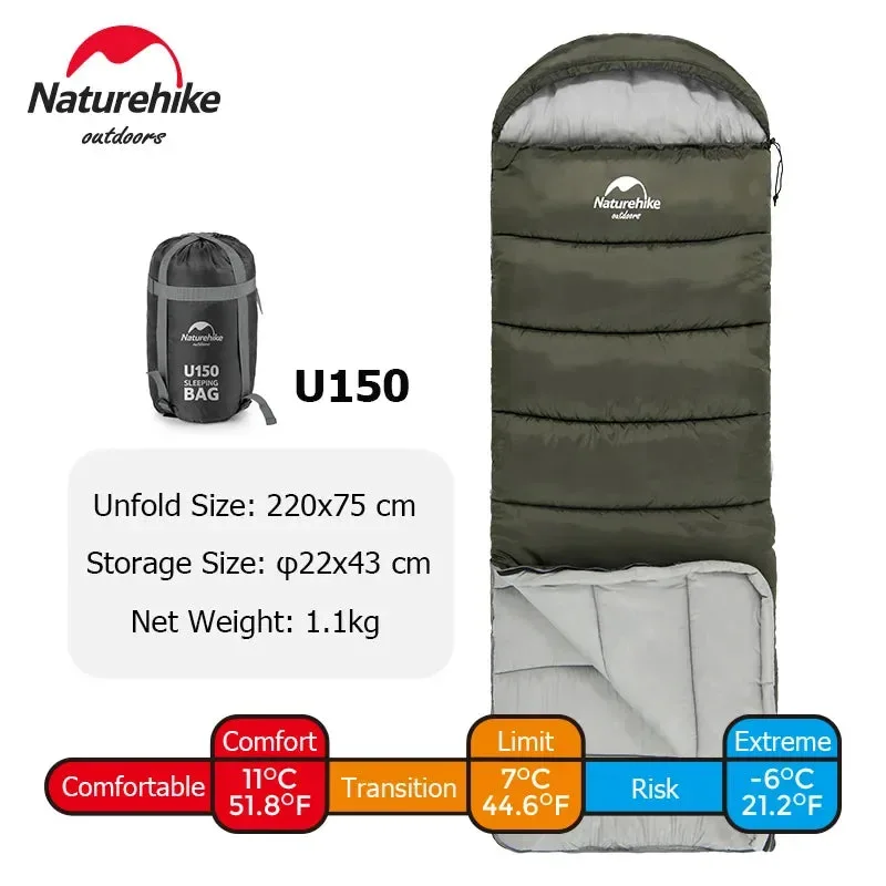 Organic Saco de dormir ultraligero e impermeable de algodón tipo sobre ​​saco de dormir portátil para acampar en primavera otoño e invierno. Versatile