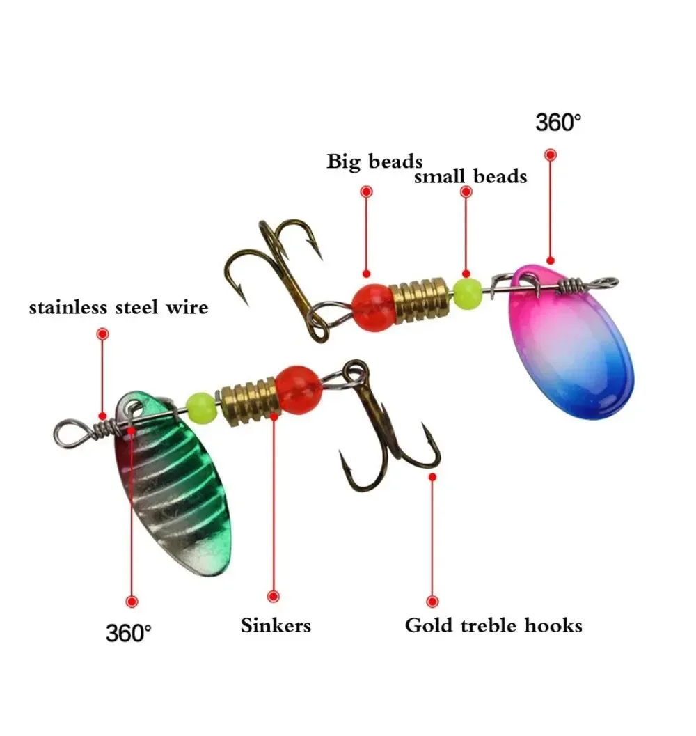 Durable Juego de 30 10 señuelos de pesca giratorios kit de cebos de cuchara premium para agua dulce y salada Premium