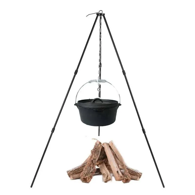 Flexible Adjustable Camping Tripod Stand – Lightweight Aluminum Hanging Pot Holder for Outdoor Cooking BBQ Dutch Oven 26-78cm Height Reliable