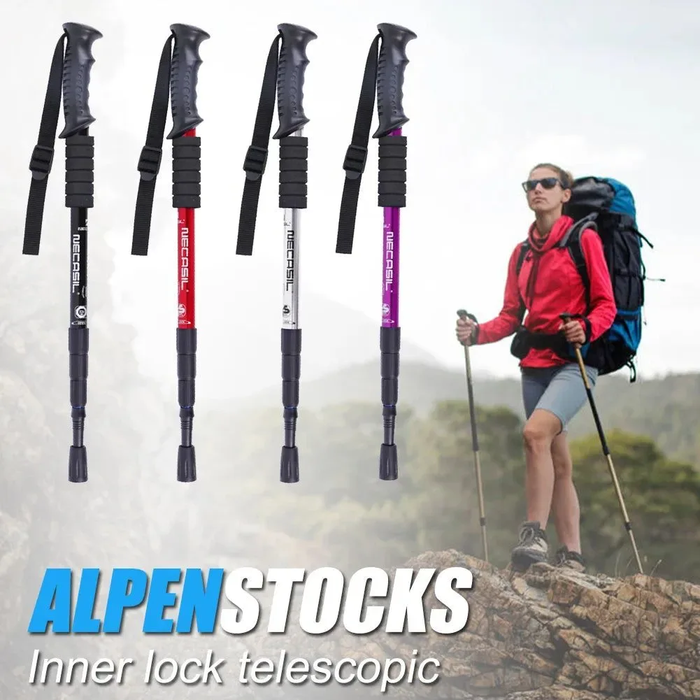 Trendy 1 2Pcs Light Aluminum Alloy Folding Walking Sticks – High-Quality 4-Section Telescopic Trekking Poles for Hiking and Climbing Easy-to-Use