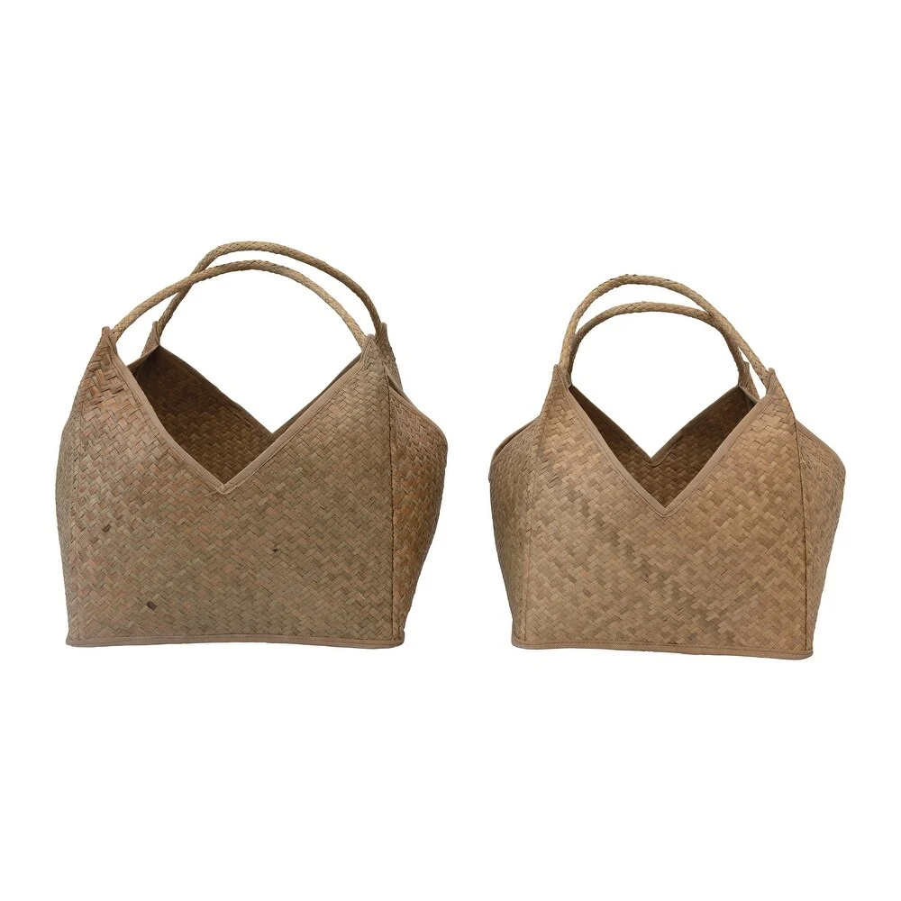 Exclusive Square Seagrass Basket w Handles Large Lightweight