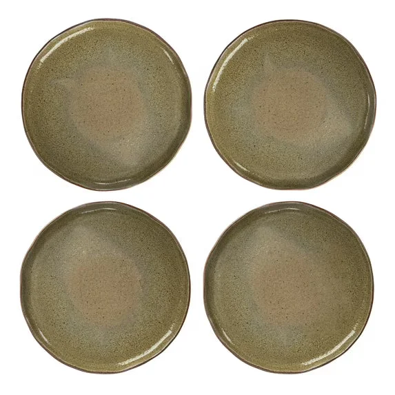Relaxed Reactive Glaze Green Stoneware 11-inch Plate Trendy