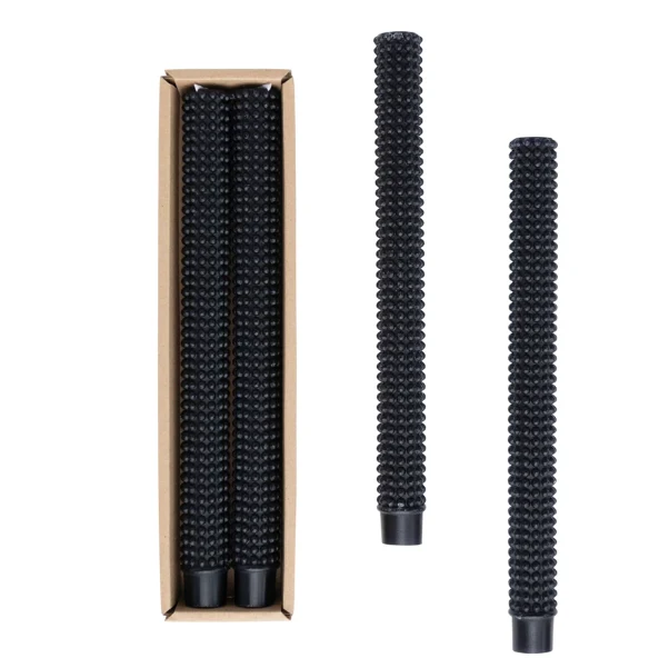 First-Class Unscented Hobnail 10-inch Taper Candles Black Set of 2 Casual