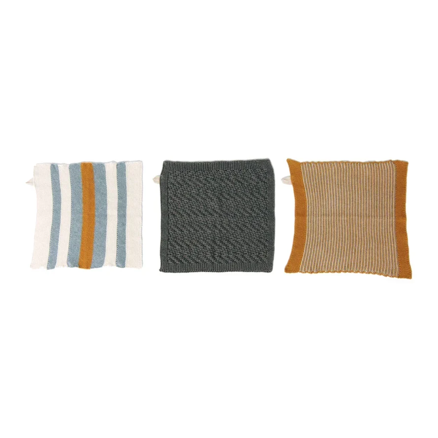 Innovative Square Cotton Knit Dish Cloth w Loop Soft