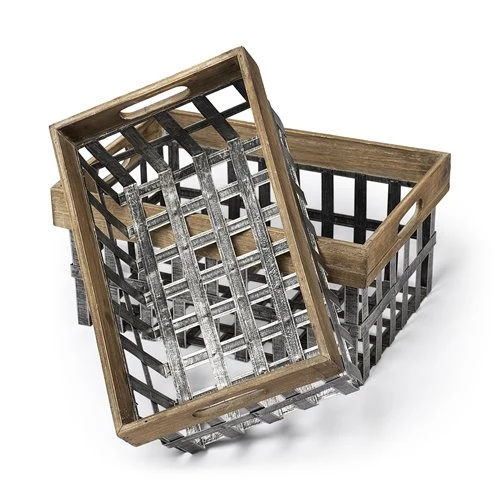 Classic Chartrand Wood And Metal Open Crate Style Baskets Smart