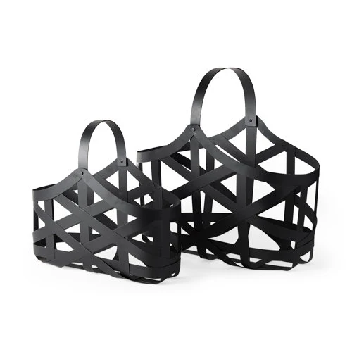 Elegant Tyrell Set of 2 23L x 11W 18L x 8W Black Iron Metal Baskets Excellent