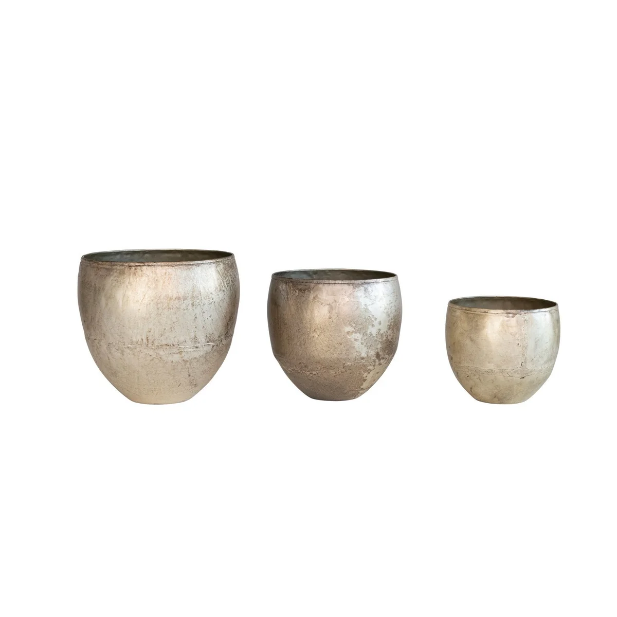 Smart Metal Planters Distressed Pewter Finish Genuine