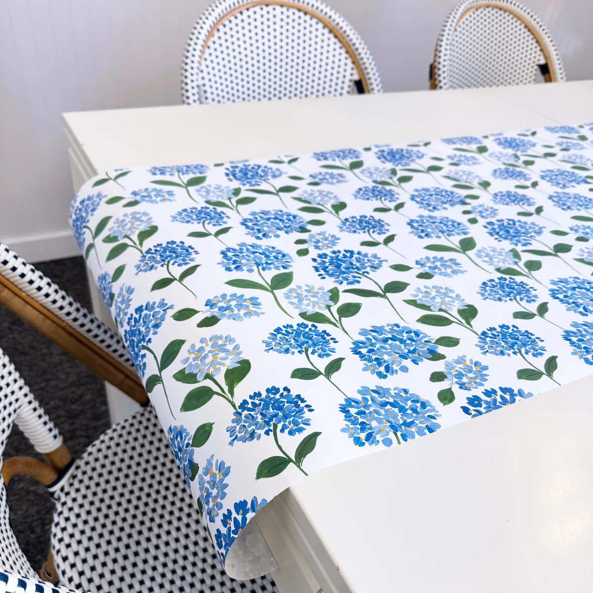 Responsible Paper Table Runner Blue Hydrangeas Fine
