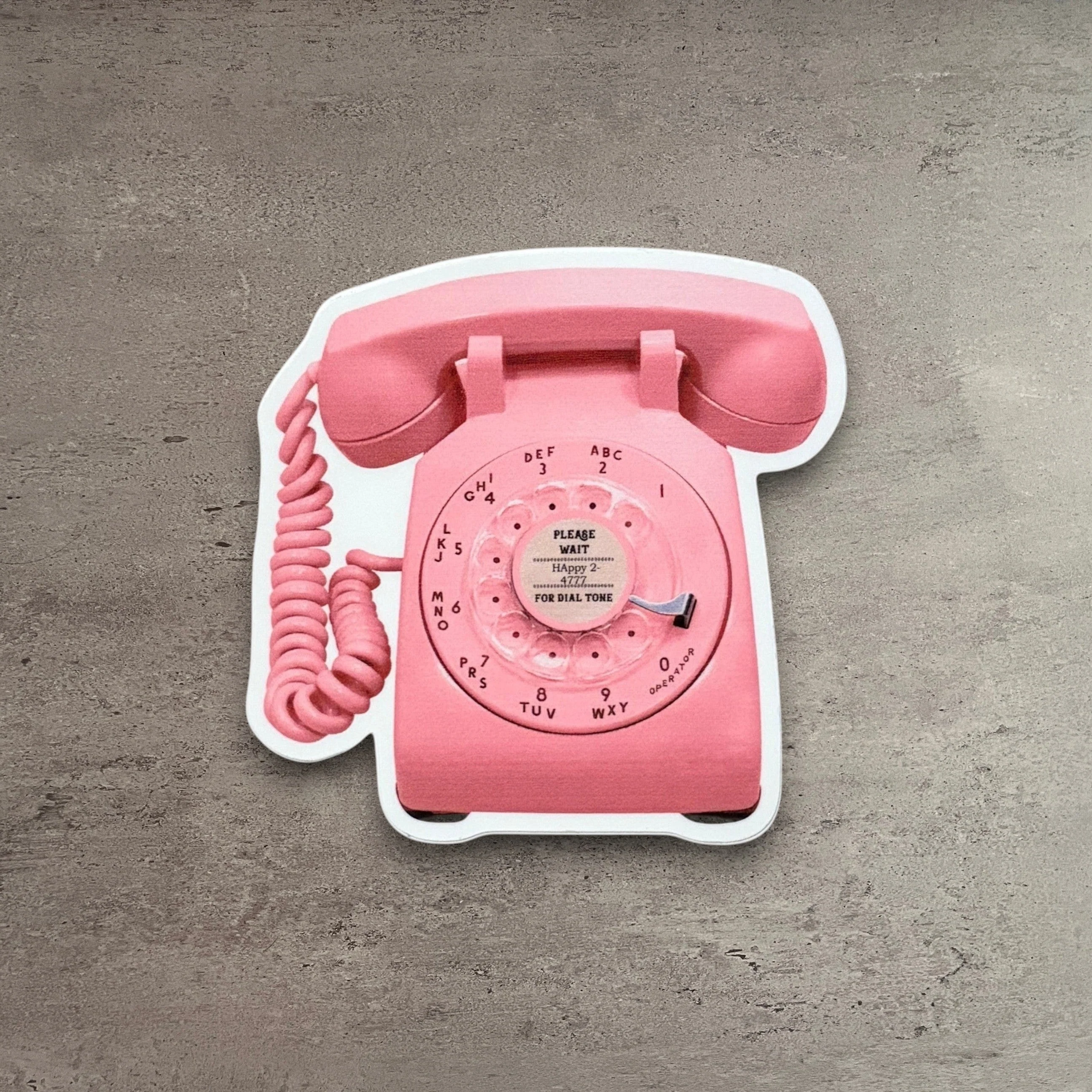 Authentic Retro Pink Rotary Phone Vinyl Sticker Healthy