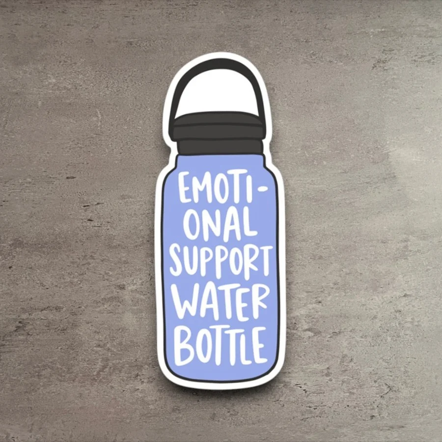 Trendy Emotional Support Water Bottle Sticker Versatile