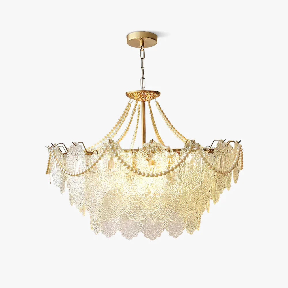 Outstanding Pearls Glass Chandelier Crafted