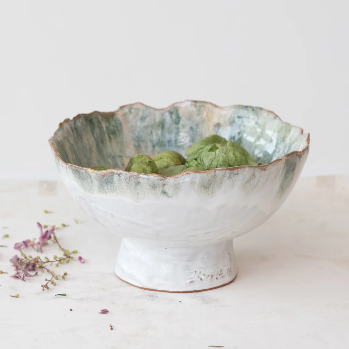 Efficient Reactive Glaze Stoneware Footed Bowl Each One Will Vary Pure