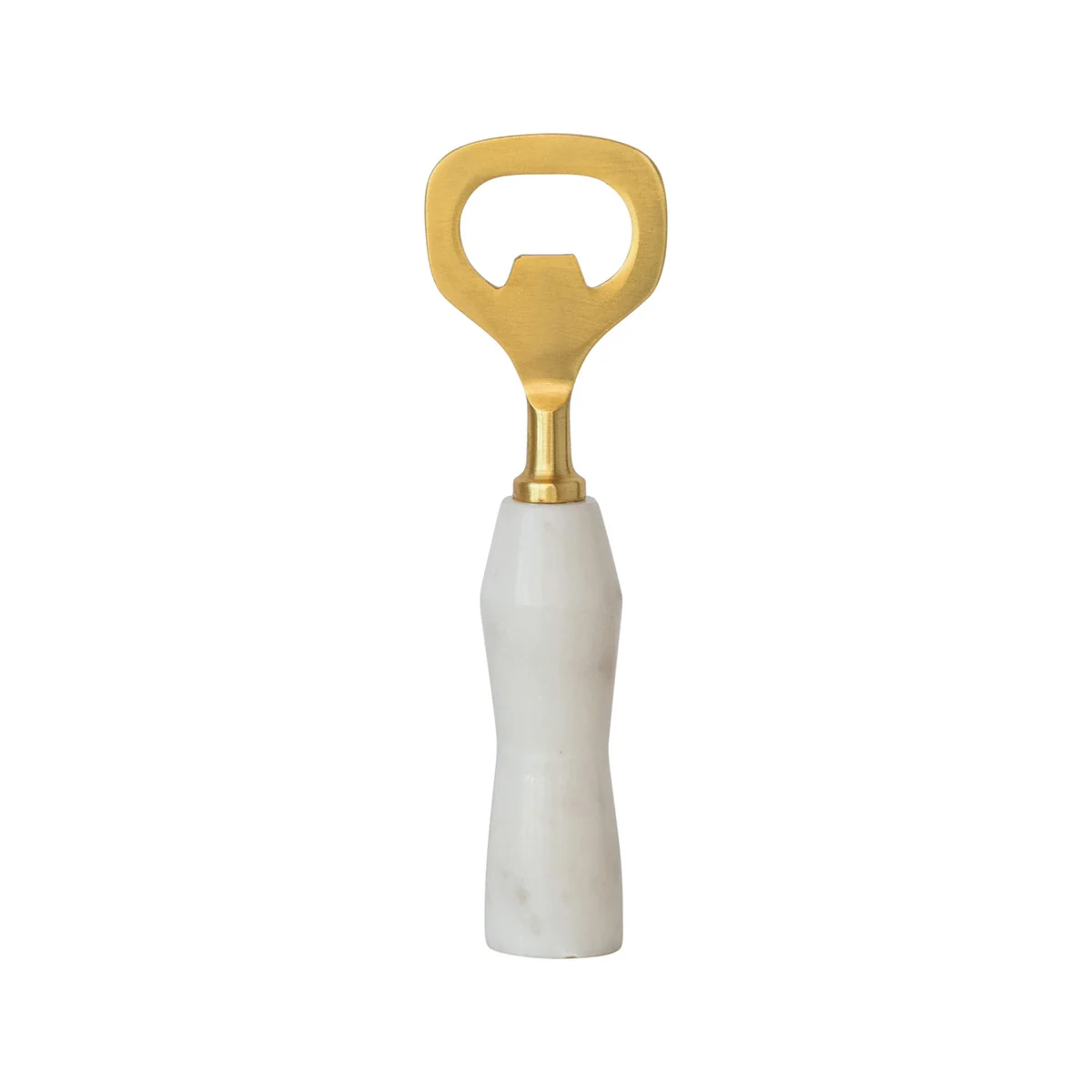Convenient Stainless Steel Marble Bottle Opener Gold Finish White Verified