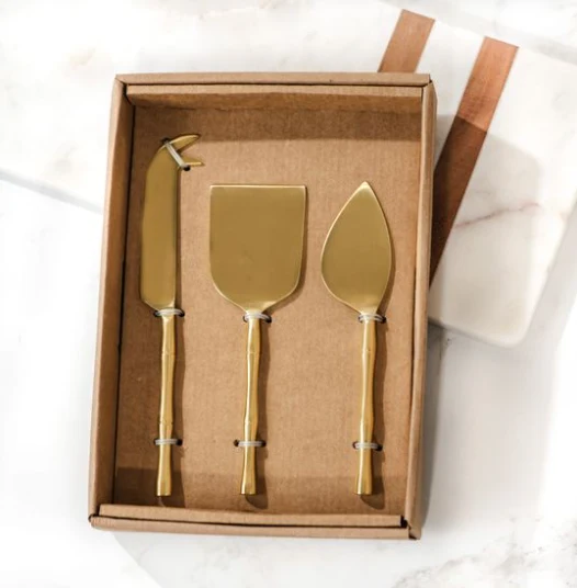 Premium Material Gold Stick Cheese 3-piece Knife Set Professional