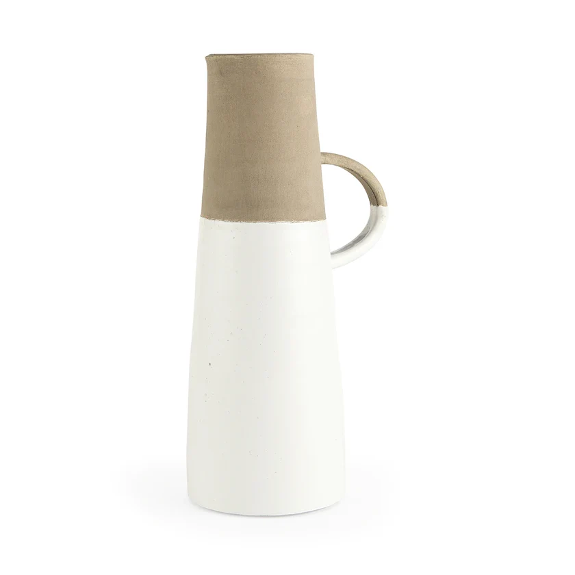 Easy-to-Use Garand Large 18.8H Two-toned White Natural Ceramic Jug Breathable