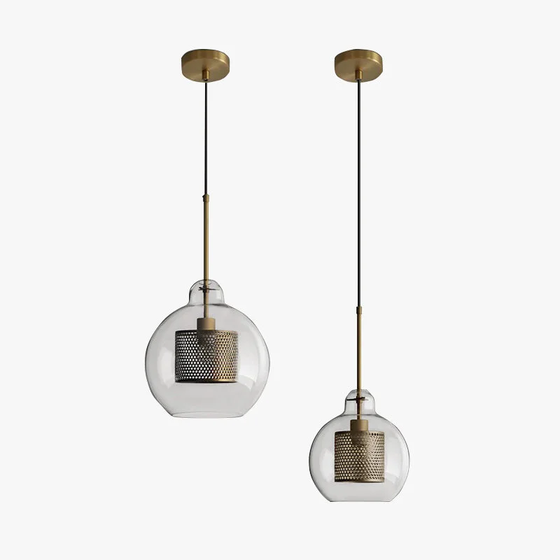 Eco-Friendly Oneal Contemporary Golden Pendant Light Metal Glass Globe Cylindric Dependable