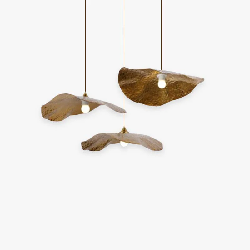 Durable Carins Natural Lotus Leaf Metal Pendant Light Gold Quality