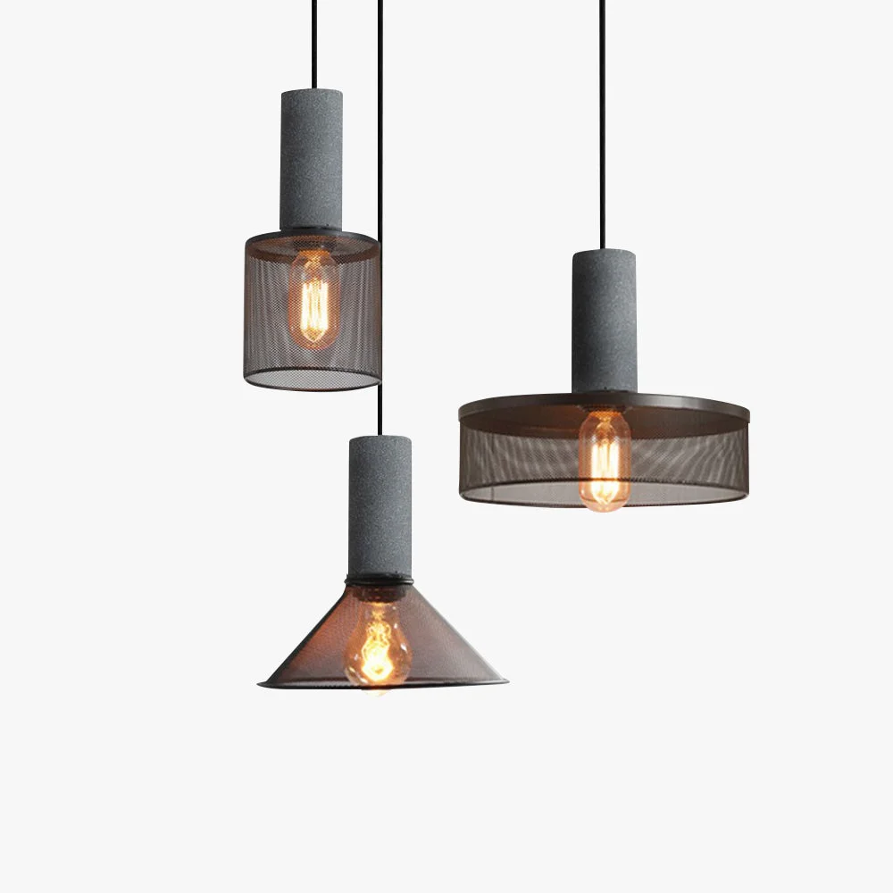 Expertly Made Zaid Industrial Cylindrical Pendant Light Cement Metal Wabi-Sabi High-End