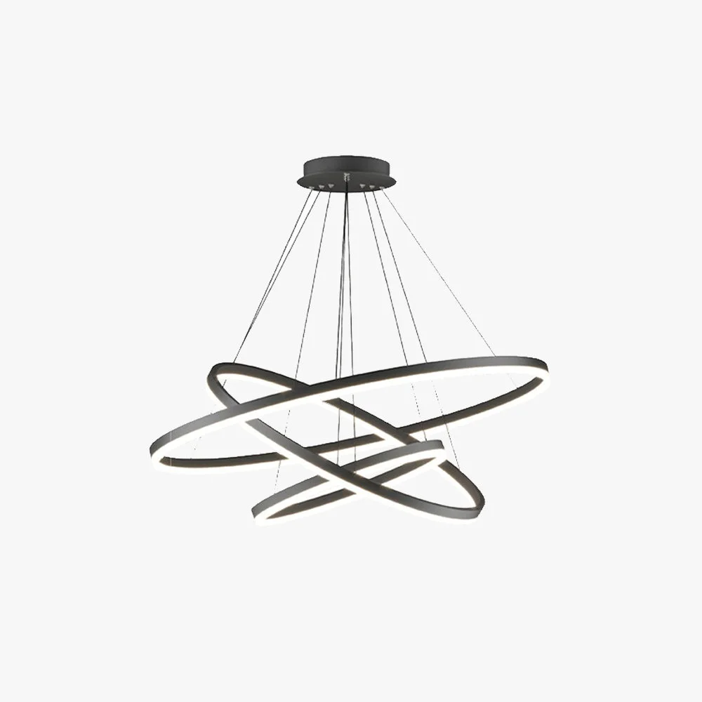 Responsible Arisha 3-Rings Black Black Modern Pendant Light Secure