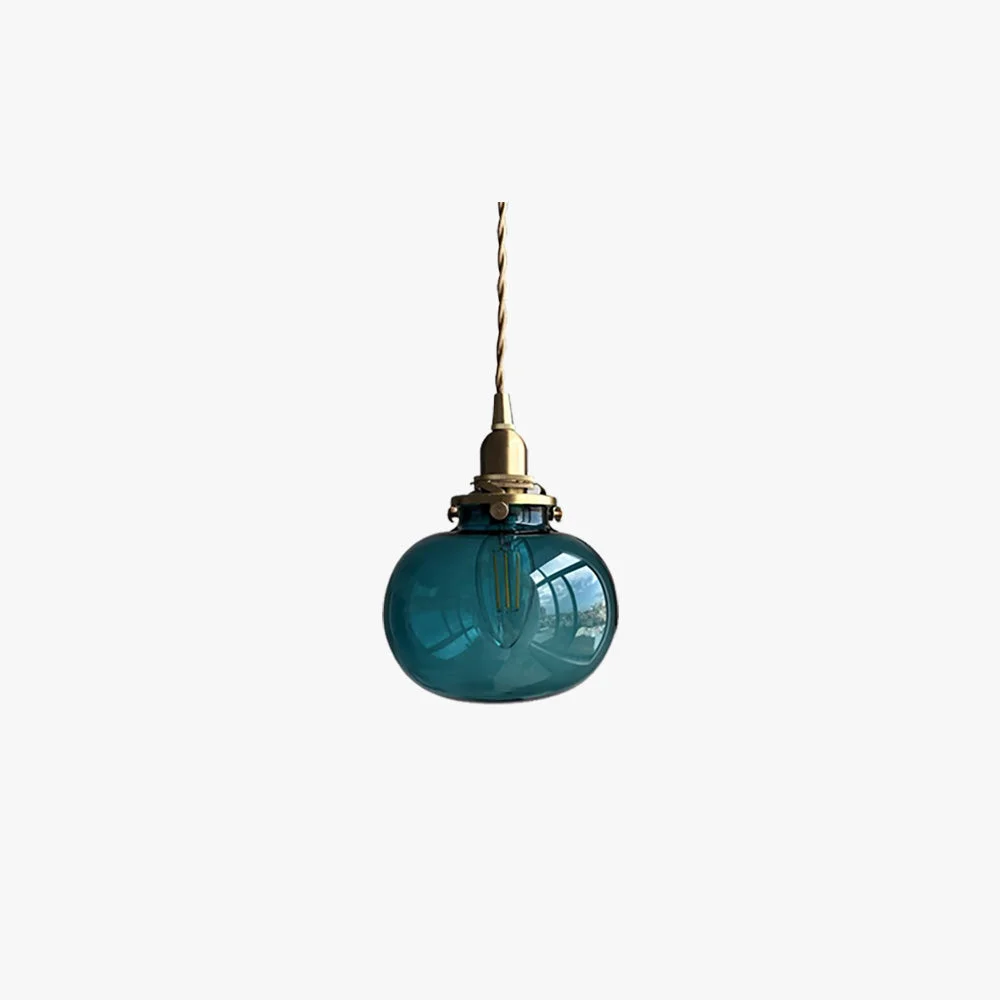 Fine Valentina Pendant Light Globe Vintage Glass Clear Green Blue Indoor World-Class