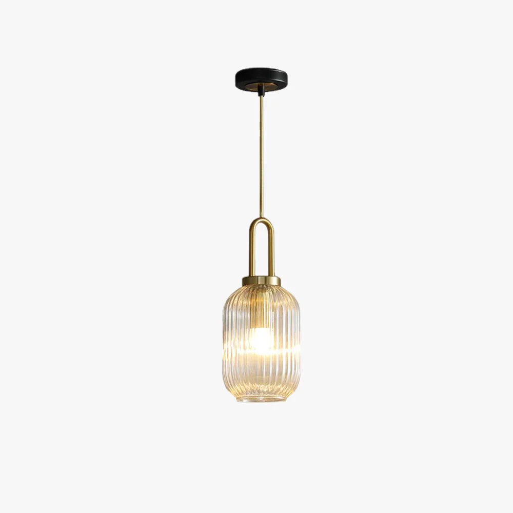 Practical Sanna Modern Ribbed Clear Glass Pendant Light Enhanced