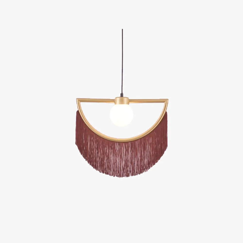 Enhanced Minori Retro Fringe Fabric Pendant Light Clean