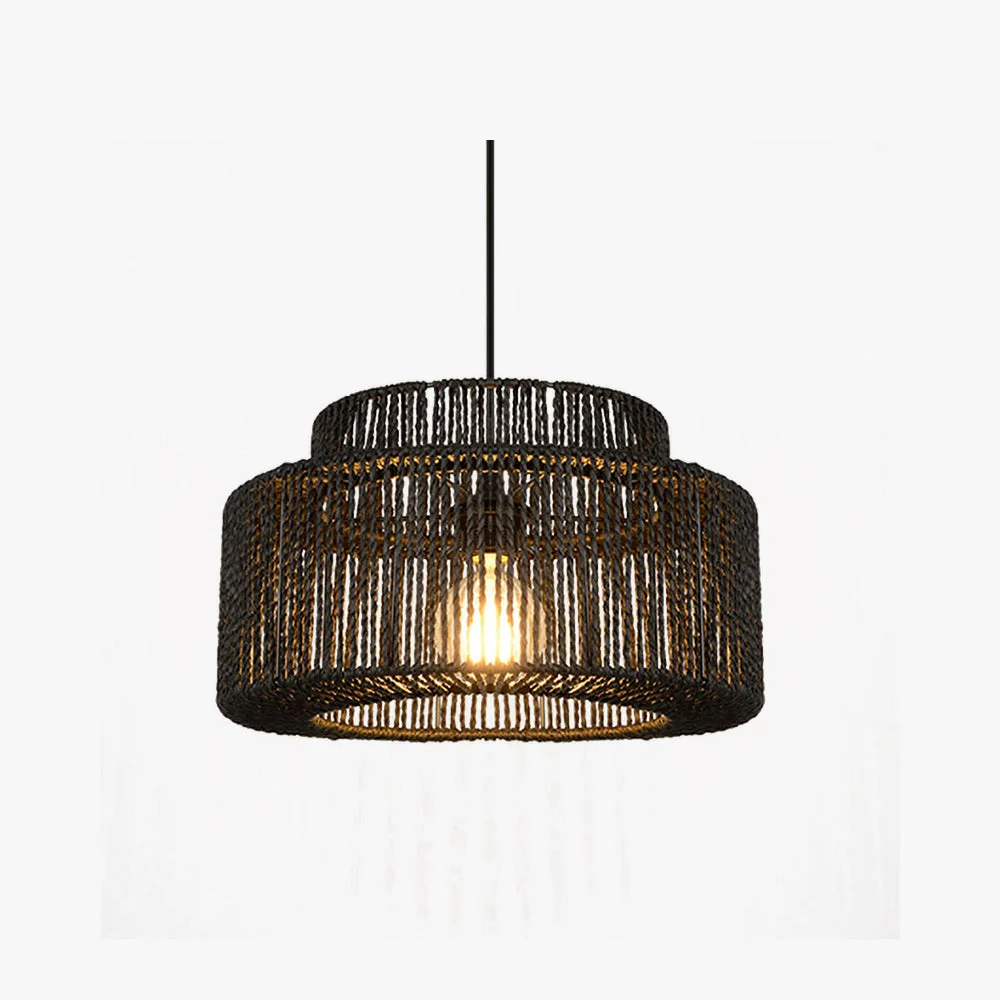 Comfortable Muto Farmhouse Retro Rustic Drum Hanging Pendant Light Black High-End