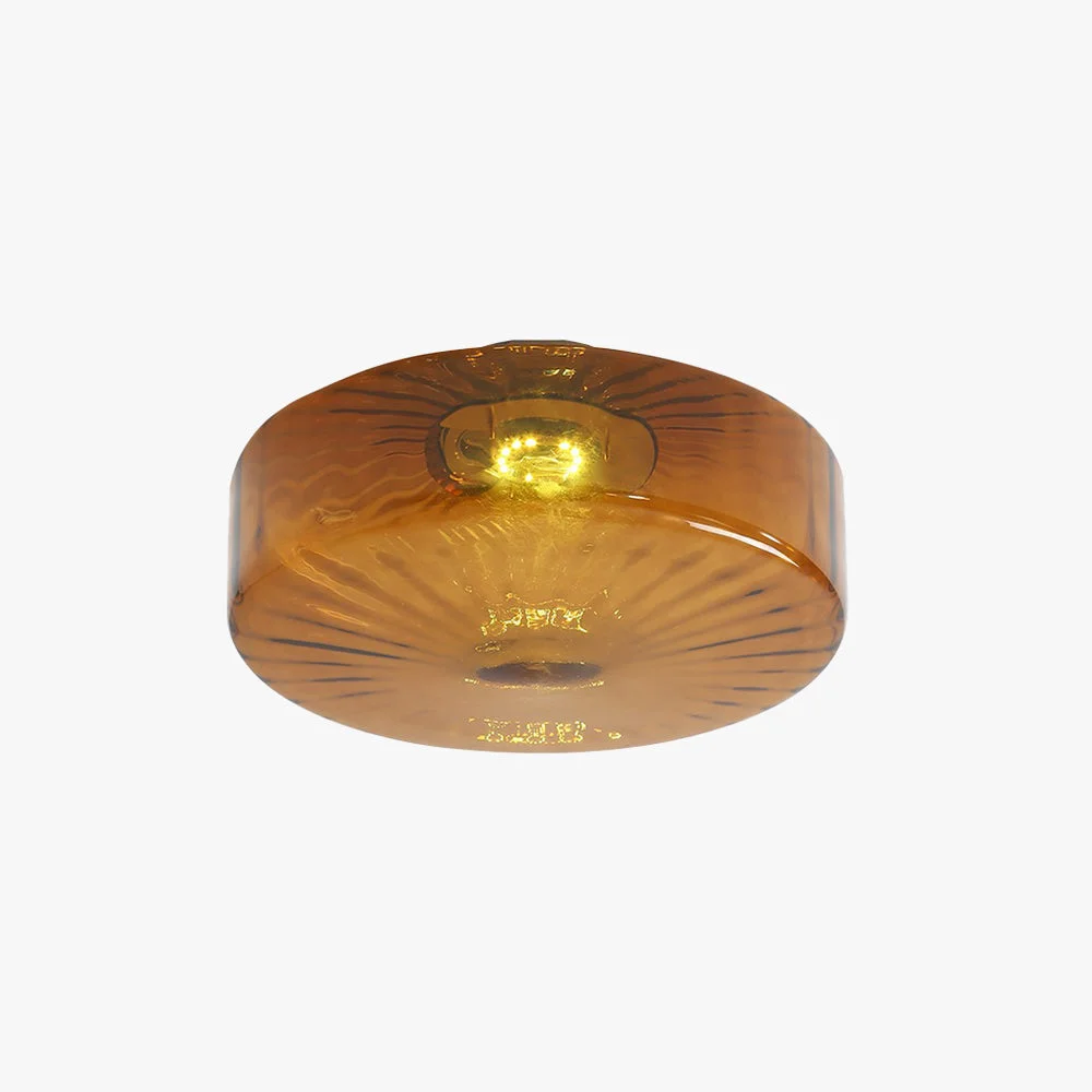 Optimized Hailie Modern Round Flush Mount Ceiling Light Brown Metal Glass Kitchen Living Room Outstanding