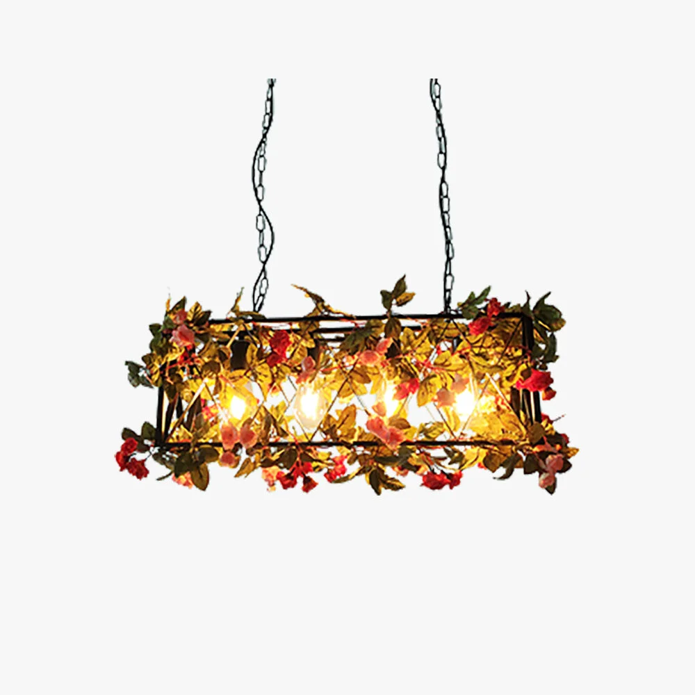 Durable Nest Rustic Farmhouse Art Deco Plant Rectangle Pendant Light Convenient