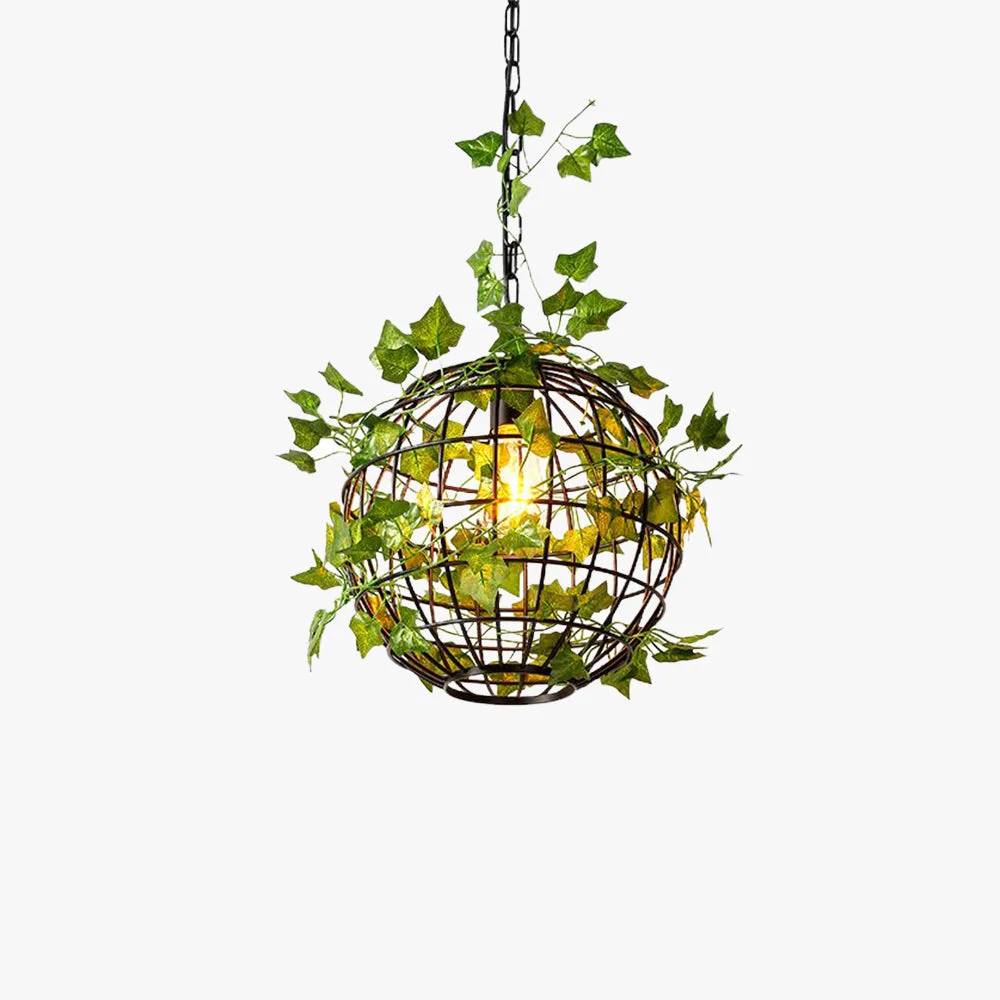 Fine Crafted Nest Rustic Plant Art Deco Globe Vine Pendant Light Green Dining Room Innovative